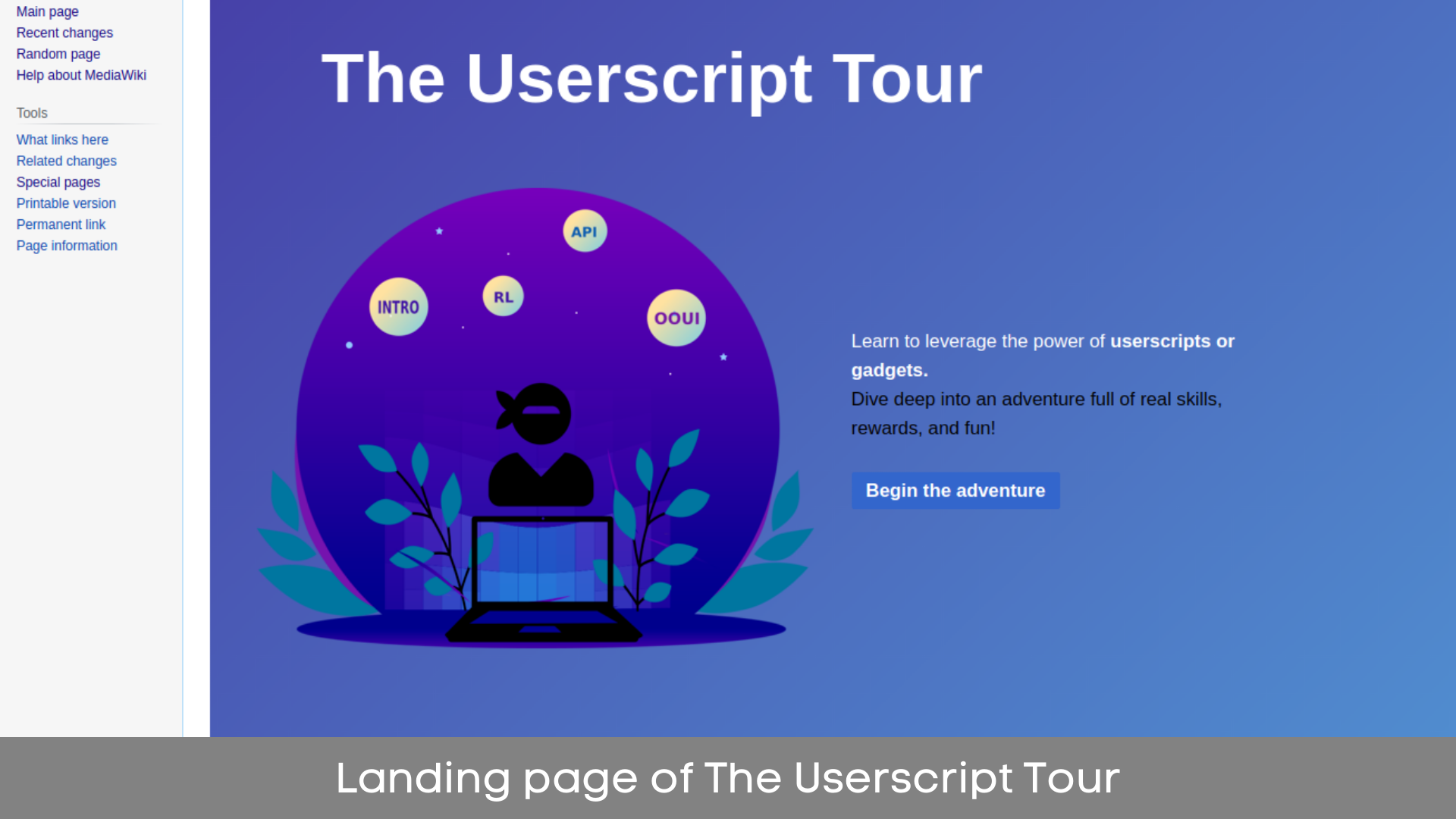Landing page of The Userscript Tour
